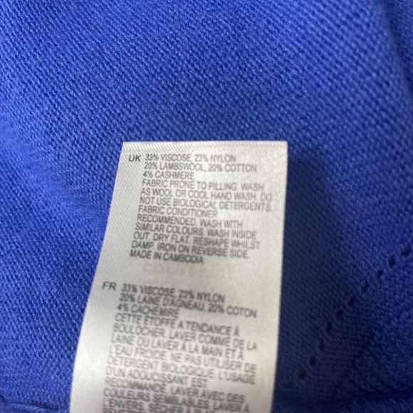 White Stuff Jumper Size 10 Lambswool Cashmere Blend Merlot Blue Xmas Festive - Picture 13 of 13